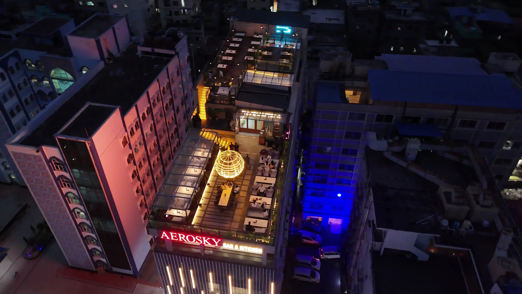 The mezzanine deck from above