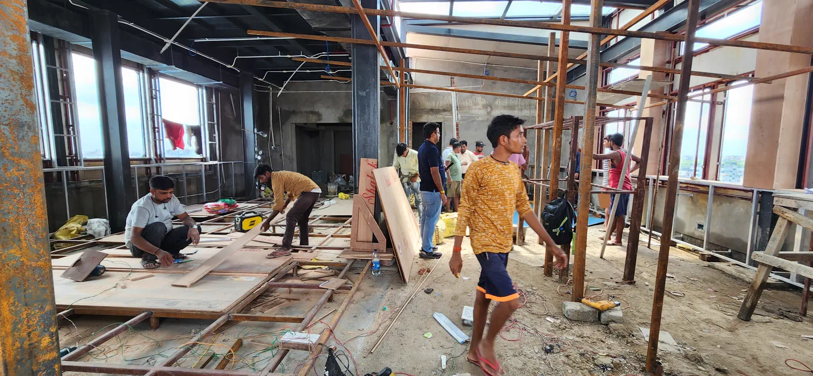 The indoor section under construction