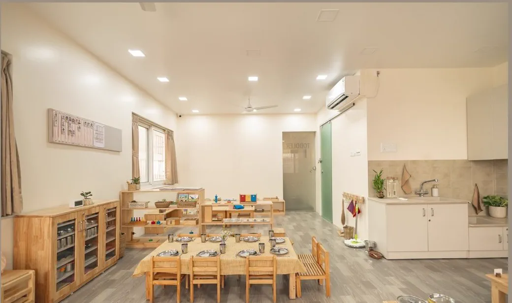 The completed toddler environment with the lunch table laid