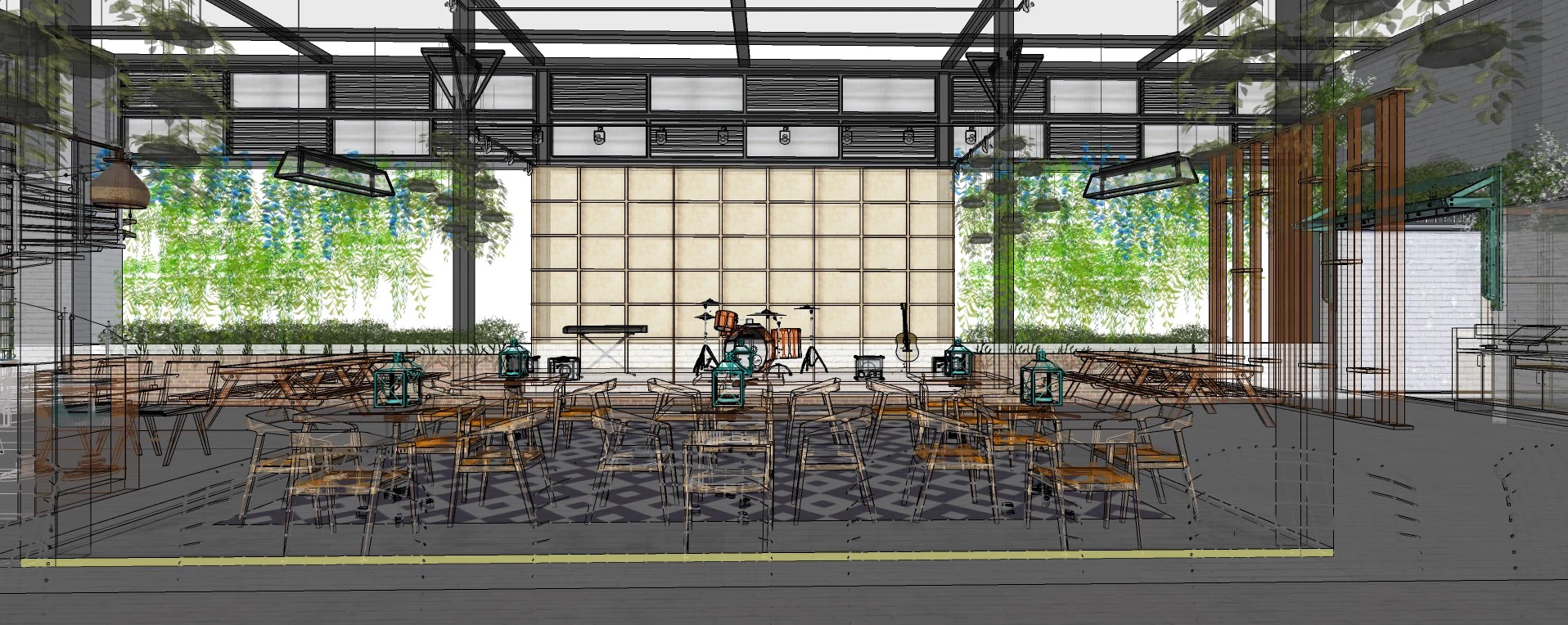 Colour concept view of the stage facing the main road